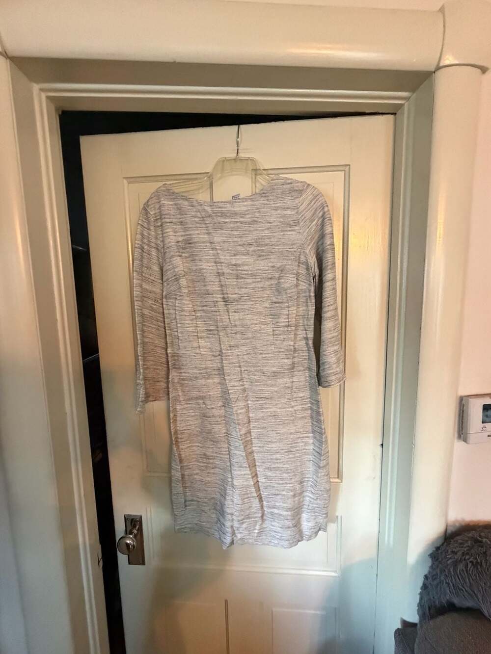Old Navy Marled Textured Shift Dress Size L Gray Boat Neck 3/4 Sleeve
